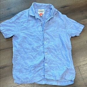 Panama Jack Linen Light Blue Casual Button Down Shirt ! Medium